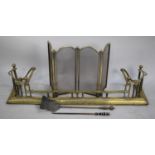 A Late Victorian/Edwardian Brass Fire Kerb together with Long Handled Fire Irons and a Four