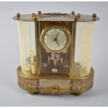 A Mid 20th Century Brass Musical Mantel Clock, Plays Vienna Woods when Base Drawer Opened,