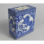 A Chinese Porcelain Blue and White Opium Brick Decorated with Temple Lion Cartouche on Prunus