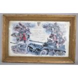 A French Tank Regiment Good Conduct Certificate, 48x28cms