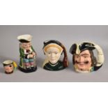A Collection of character jugs to include Royal Doulton Jane Seymour, Staffordshire ceramics toby,