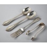 A Collection of Various Victorian and Edwardian Silver Items, Spoons, Fork and Sugar Bow, 127gms