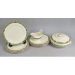 A Collection of Green Trim Decorated Dinnerwares to include Plates, Tureen and Gravy Jug by