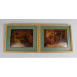 A Pair of framed Edwardian Crystoleums 24x19 cm, Interior Scenes.