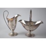 A Silver Plated Cream Jug and Sugar Bowl with Heraldic Horse Device