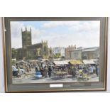 A Framed Print of Old Wolverhampton Market After Robert Calvert, 52x37cms