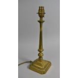 An Edwardian Brass Table Lamp, 34cms High