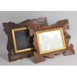 Two Edwardian Wooden Photo Frames with Metal Floriate Mounts, 33x38cms