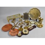 A Collection of Various Metal and Brasswares to include Trivet, Barometer, Pair of Brass Vases Etc