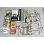 A Collection of various loose and boxed vintage silver plate and Other cutlery, to include butter