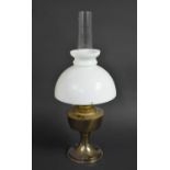A Mid 20th Century Aladdin Oil Lamp with Opaque Glass Shade and Plain Glass Chimney, 60cms High