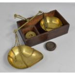 A 19th Century Scale Box Containing Set of Brass Pan Scales and Circular Graduated Brass Weights