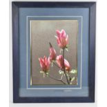 A Framed Silk Embroidery, Flowers, 25x35cms