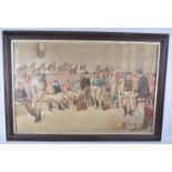 A Large Late Victorian Oak Framed Print after Isaac Collin, 'The Waiting Room" 85x54cms