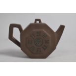 A Chinese Yixing Teapot of Flattened Octagonal Form Decorated with the Zodiac, 10cm high