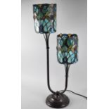 A Modern Two Branch Table Lamp with Tiffany Style Shade, 73cms High