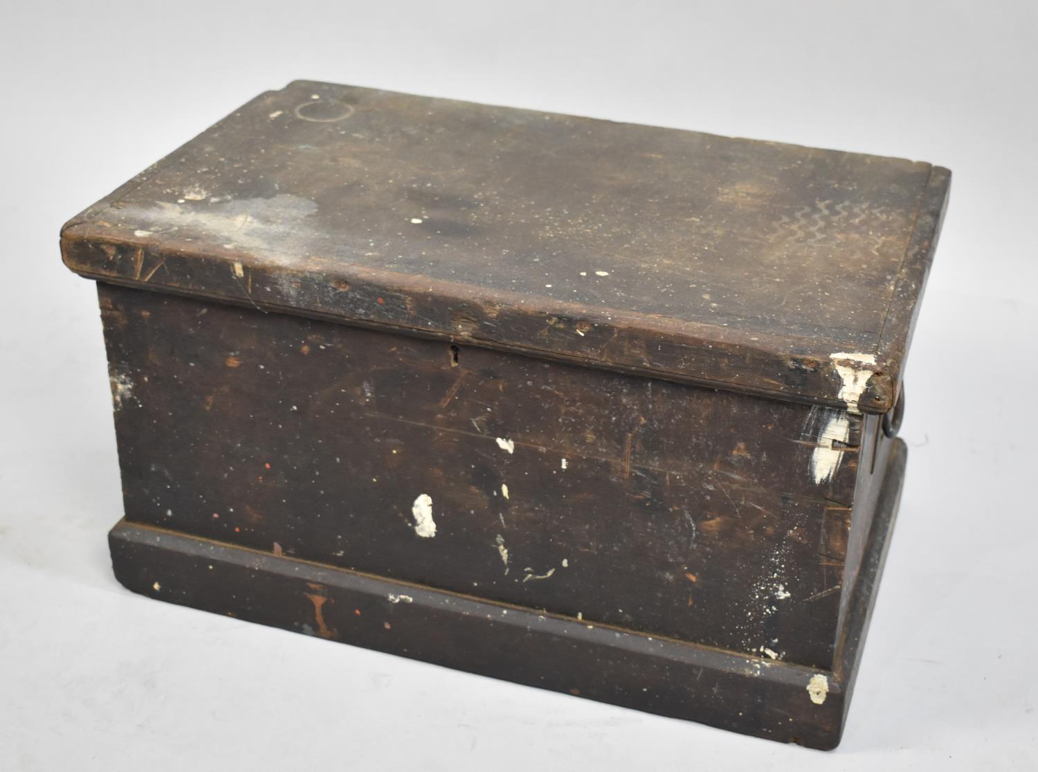 A Late Victorian Oak Tool Box with Inset Brass Carrying Handles, requires Attention to Hinges, 52cms