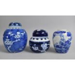 Three 20th Century Oriental Ginger Jars to Include Two Chinese Prunus Pattern