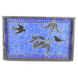 A Rectangular Two Handled Tray with Mosaic Base, 65x40cms