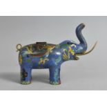 A Far Eastern Cloisonne Enamelled Altar Censer in the Form of an Elephant, Missing One Brass