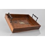 A Late 19th Century Rosewood Pen Tray with Mother of Pearl Inlay having Two Carrying Handles,