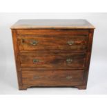 A Mid 20th Century Stained Oak Three Drawer Bedroom Chest, 87cms Wide