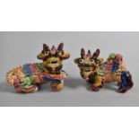 A Pair of Chinese Multi Glazed Studies of Temple Lions, 10cm high