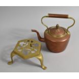 A Mid/late 20th Century Copper and Brass Spirit Kettle on Stand