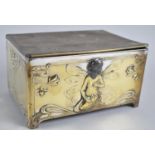 An Interesting Art Nouveau Silver Plated Cigar Box Decorated with Seated Fairies having Pewter