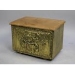 A Mid 20th Century Pressed Brass Slipper Box with Hinged Lid, 46cms Wide