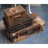 A Collection of Three Vintage Metal Boxes, First Aide Kit, (Empty), Holmes and Sons Metal Document