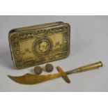 A Princess Mary Christmas 1914 Tin Containing Souvenir Trench Art letter Opener for Dunkirk and
