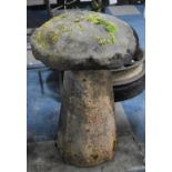 A Late 19th/Early 20th Century Sandstone Staddle Stone Top on an Unrelated Octagonal Base, 73cms