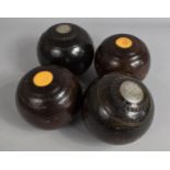 Two Pairs of Vintage Wooden Lawn Bowls, Two Presented By Shrewsbury Bowling Club, President John