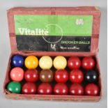 A Boxed Set of Vitalite Quarter Sized Snooker Balls