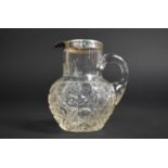 A Cut Glass Noggin Jug with Cut Glass Body Having Silver Rim, London Hallmark, 8cm high