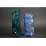 Two Mid/Late 20th Century Glass Sleeve Vases, Blue Trunk Effect Vase 23cm high and Swirled