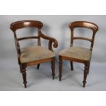 A Set of Eight Mahogany Balloon Back Dining Chairs to Include Two Carvers, all with Turned Front and