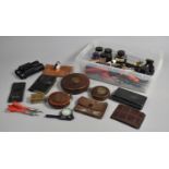 A Collection of Various Vintage and Later Stationery to comprise Ink Bottles, Bronze Metal Stamp,