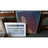A Modern Art on Canvas Portrait "Semantic Satiation" Together with a Framed Collection of Mount