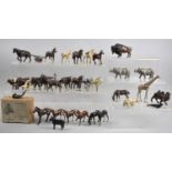 A Collection of Painted Britains and Other Animals to Include Giraffe, Horses, Cows etc Together