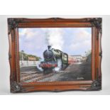 A Framed Oil Depicting Locomotive at Codsall Station Signed Barry G Price, 39x29cm