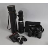A Soligor Telescopic 400mm Lens together with a Pair of 8x40 Intro Classic Binoculars and a