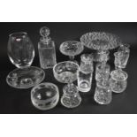 A Collection of Various Cut and Moulded Glassware to comprise Dartington Vase, Spirit Decanter,