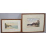 Two Framed Watercolours, Seascape and Woodland Landscape