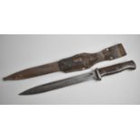 A WWII German Bayonet by E Pack, with Scabbard and Leather Frog, 40cms Long