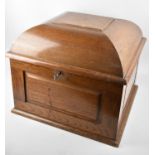 A Late Victorian/Edwardian Oak Case for a Wind Up Gramophone with Key, 47cms Square