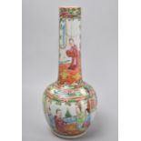 A 19th Century Chinese Porcelain Famille Rose Medallion Vase of Bottle Form, Glue Repair, 21cm high