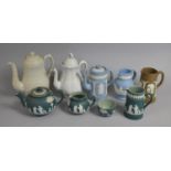A Collection of Various 19th Century and Later Jasperware to comprise Teapots, Jug, Dudson