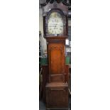 A 19th Century Mahogany Framed Long Cased Clock with Painted Enamel Dial Having Roman Numeral and